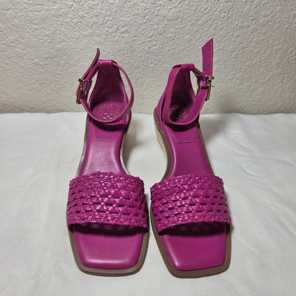 Vince Camuto Magenta Pink Woven Espadrille Wedge Sandals Womens 6.5M 37